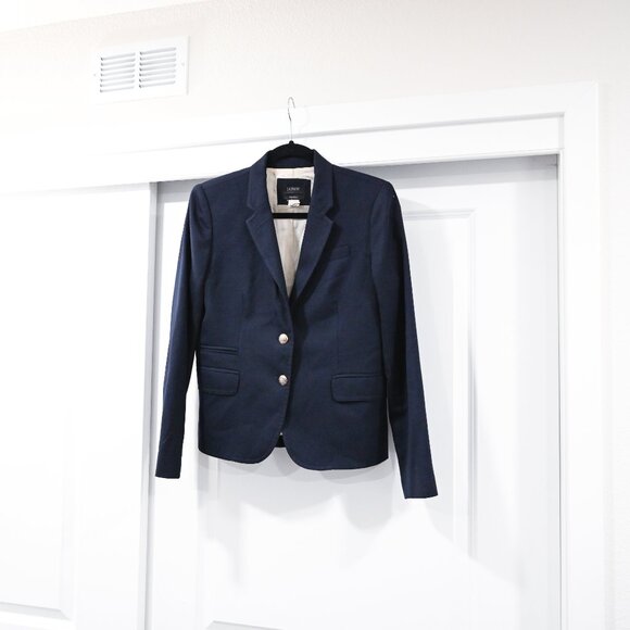 J. Crew Size 6 Navy Wool Schoolboy Preppy Blazer - Picture 3 of 8